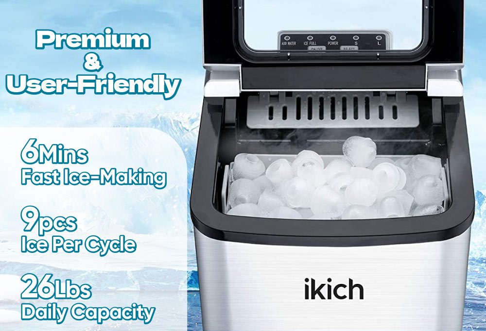 Ikich - 5 Best Countertop Ice Maker Machine - Ready in Under 7 Minutes!